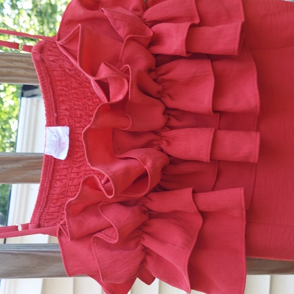 Sienna Sky Red Ruffle Spaghetti Strap tank Top Women's Sz XL - Picture 3 of 12